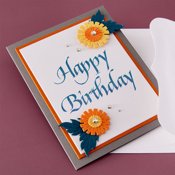 Upright Italic Happy Birthday Press + Foil Plate by Paul Antonio