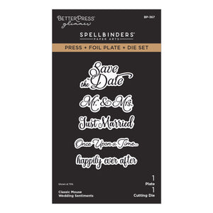 Classic Mouse Wedding Sentiments Press + Foil Plate & Die Set