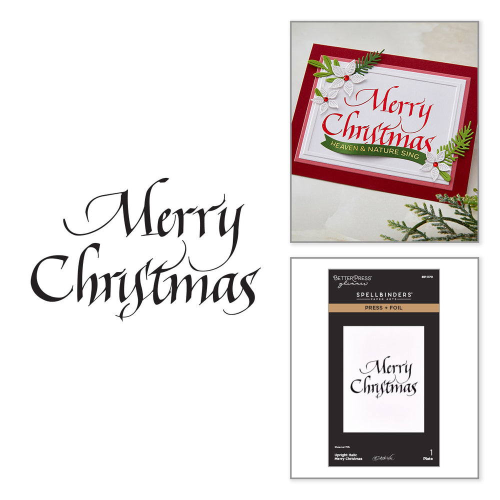 Upright Italic Merry Christmas Press + Foil Plate by Paul Antonio