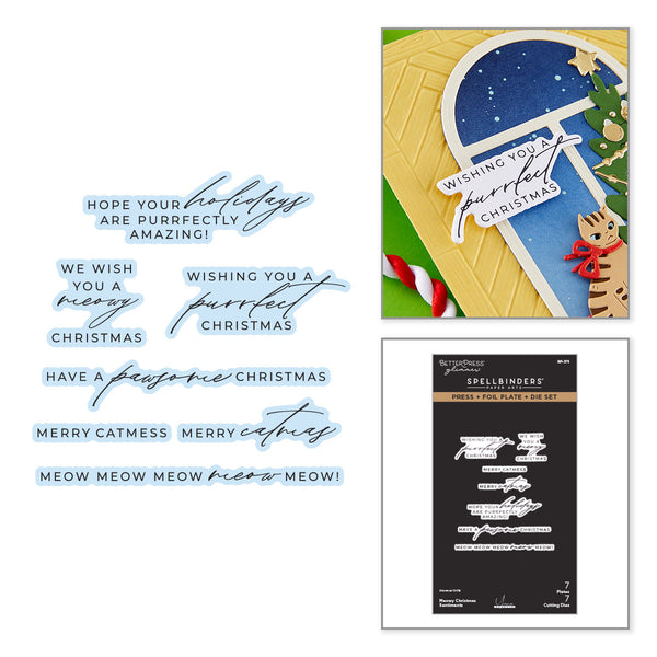 Meowy Christmas Sentiments Press + Foil Plates & Die Set by Yana Smakula