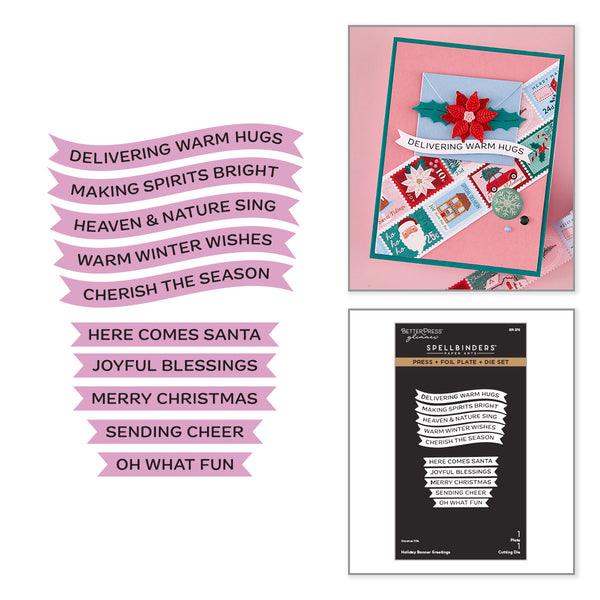Holiday Banner Greetings Press + Foil Plate & Die Set