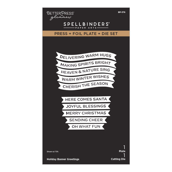 Holiday Banner Greetings Press + Foil Plate & Die Set