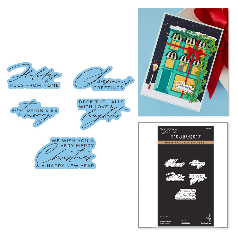 Holiday Hugs Sentiments Press + Foil Plate & Die Set by Yana Smakula