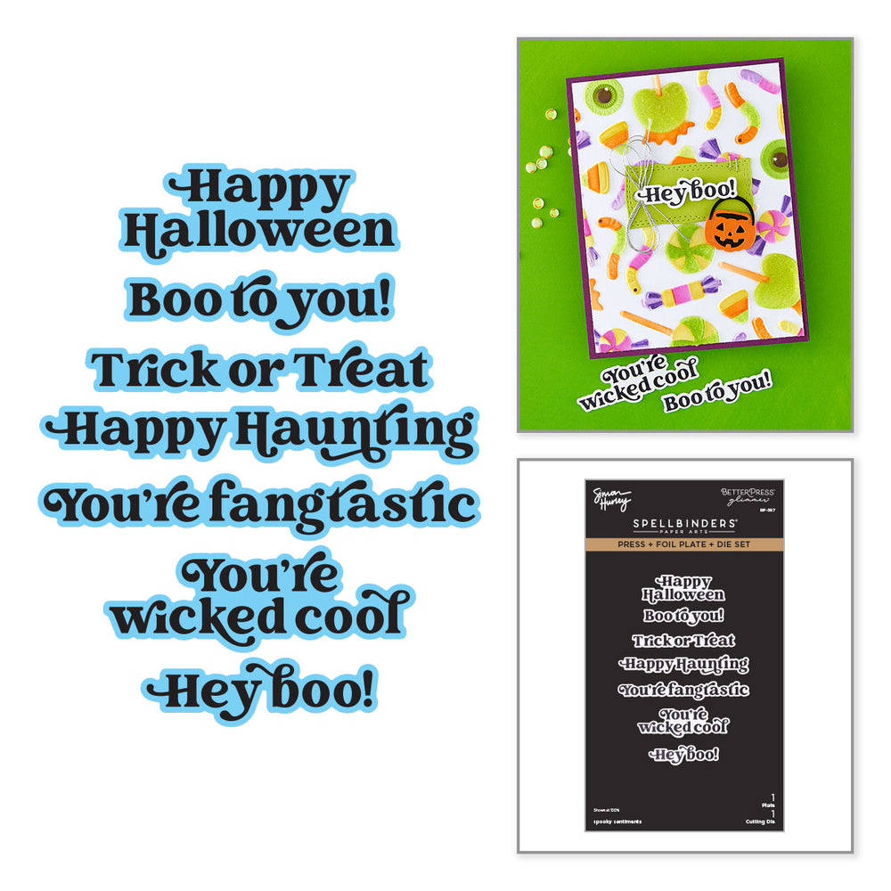 Spooky Sentiments Press + Foil Plate & Die Set by Simon Hurley