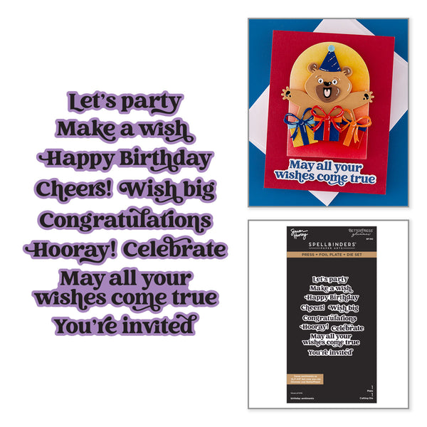 Birthday Sentiments Press + Foil Plate & Die Set by Simon Hurley - 9/23 Consumer Launch