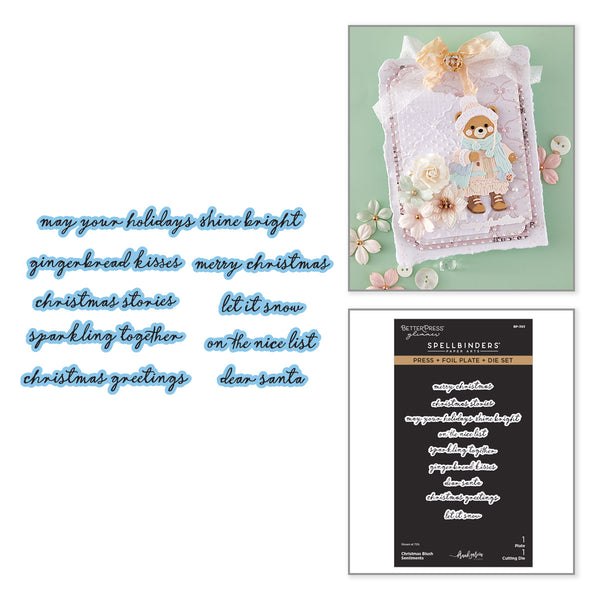 Christmas Blush Sentiments Press + Foil Plate & Die Set by Frank Garcia
