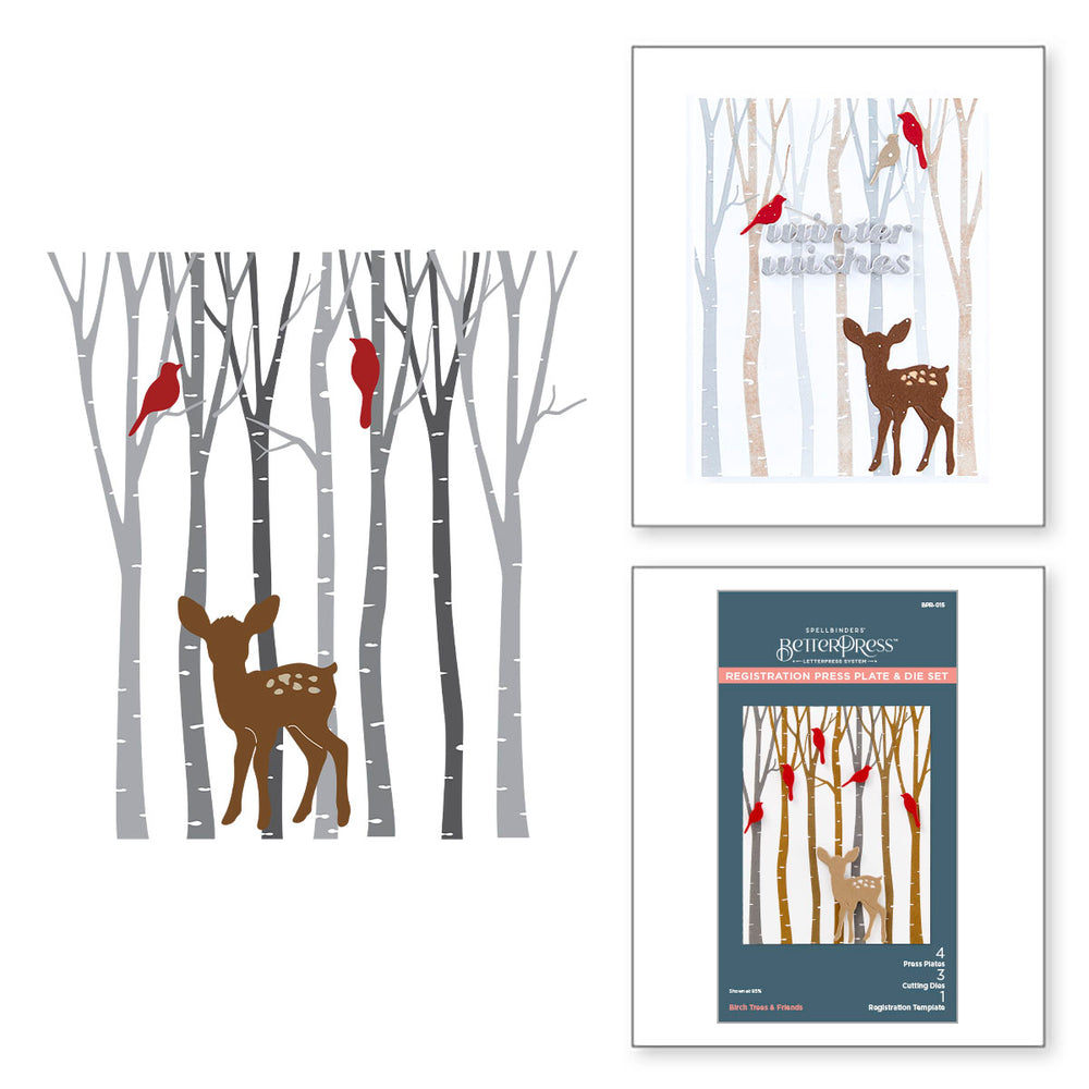 Birch Trees Registration Press Plates & Die Set from the Dancin Christmas Friends Collection