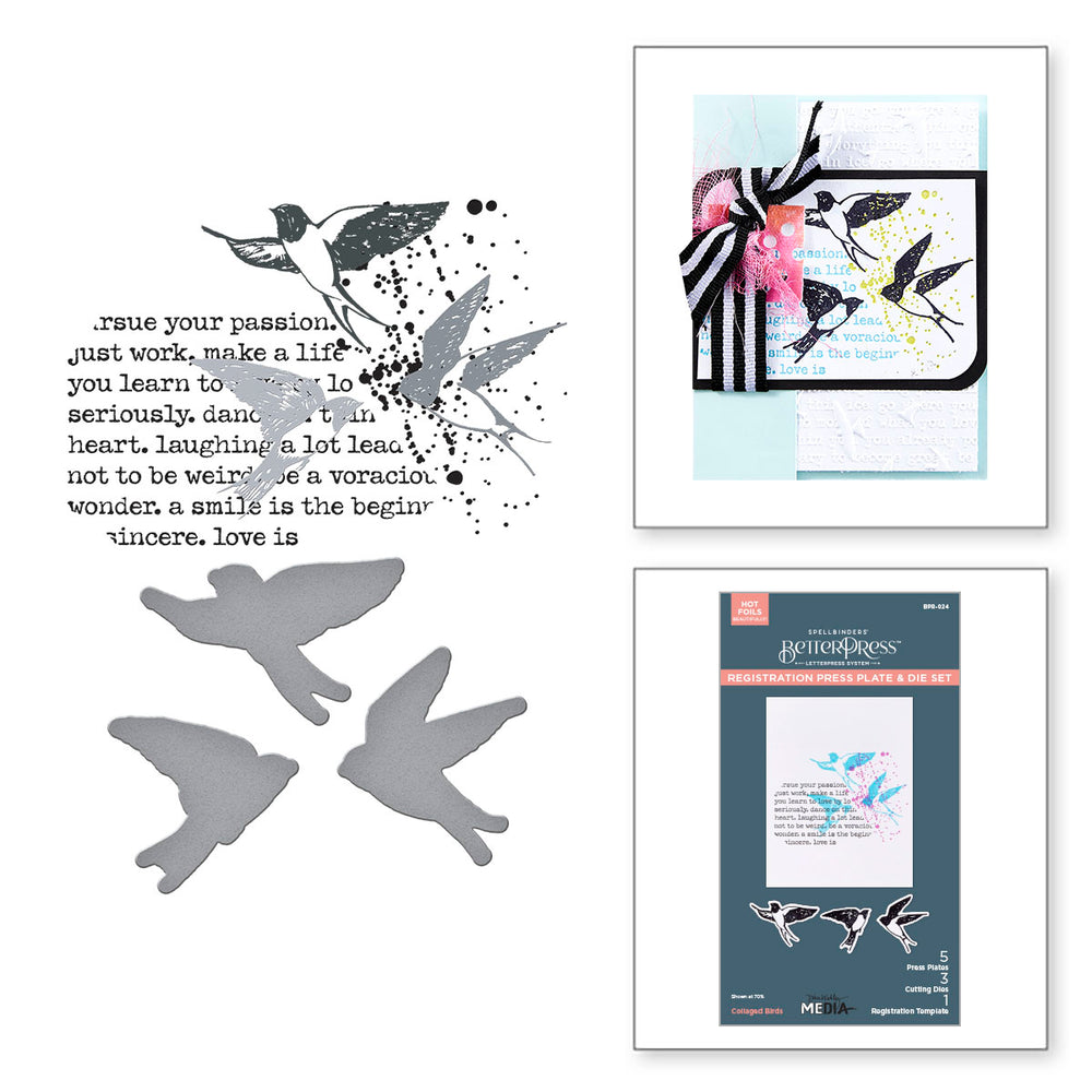Collaged Birds Press + Foil Plate & Die Set by Dina Wakley