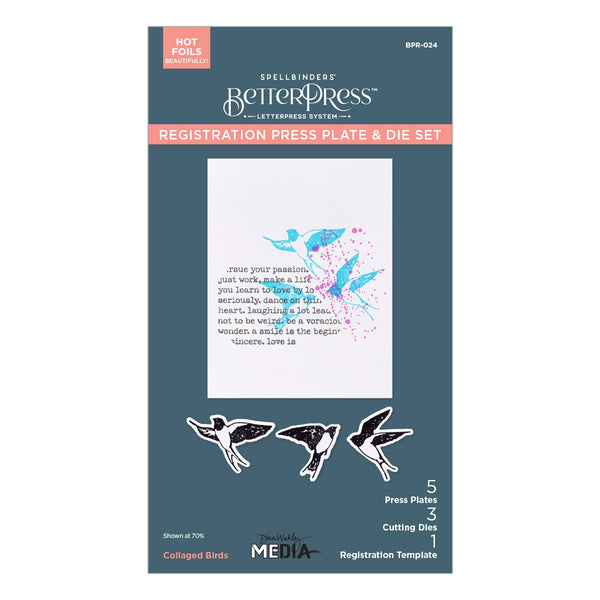 Collaged Birds Press + Foil Plate & Die Set by Dina Wakley