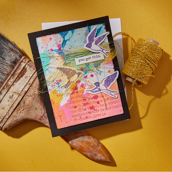 Collaged Birds Press + Foil Plate & Die Set by Dina Wakley