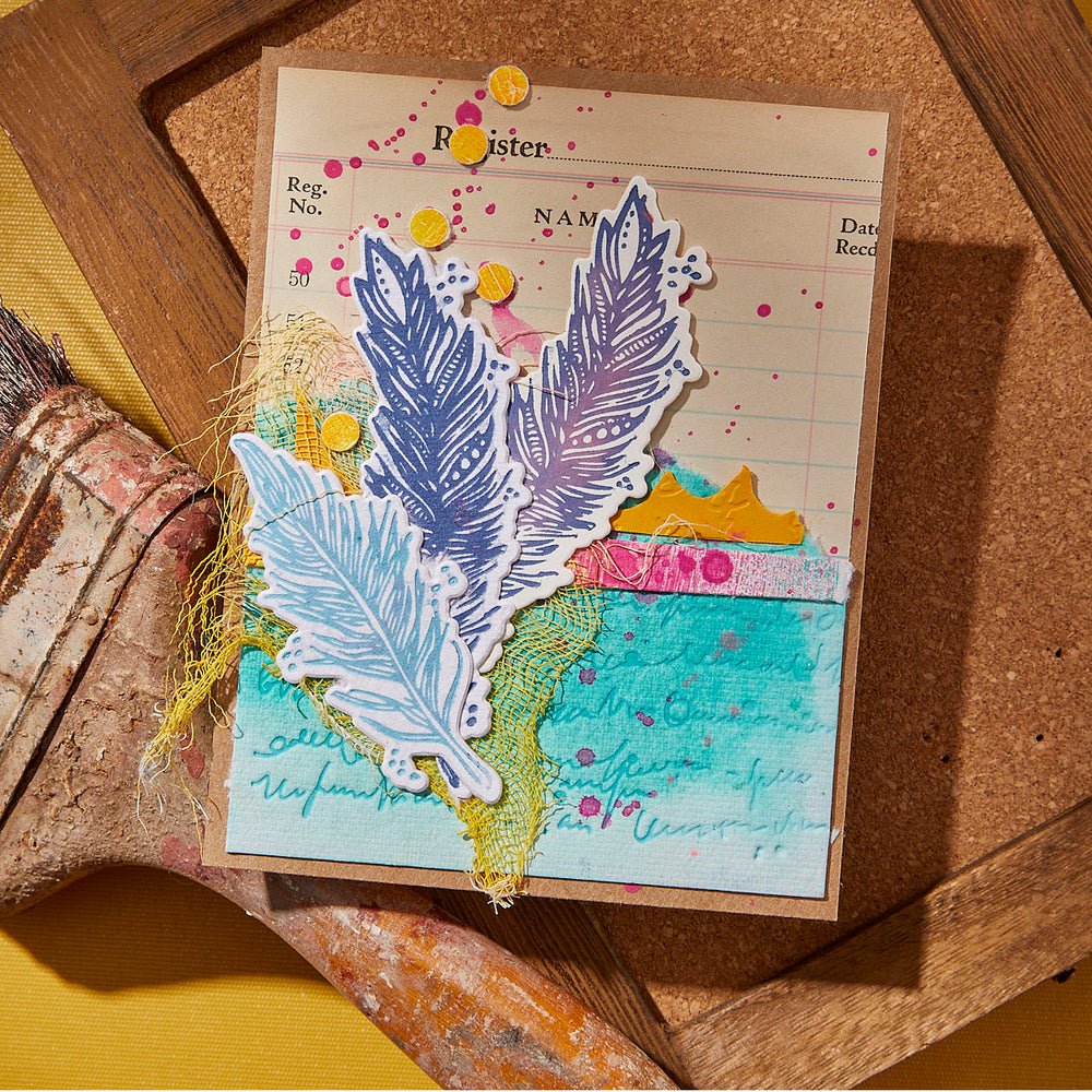 Feather Dream Press + Foil Plate & Die Set by Dina Wakley