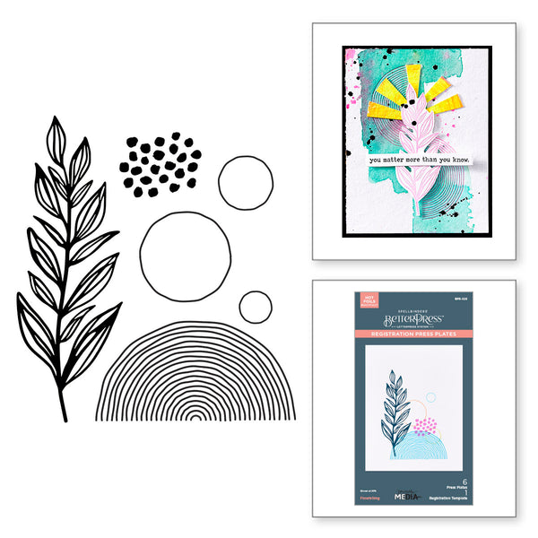 Flourishing Press + Foil Plate & Die Set by Dina Wakley