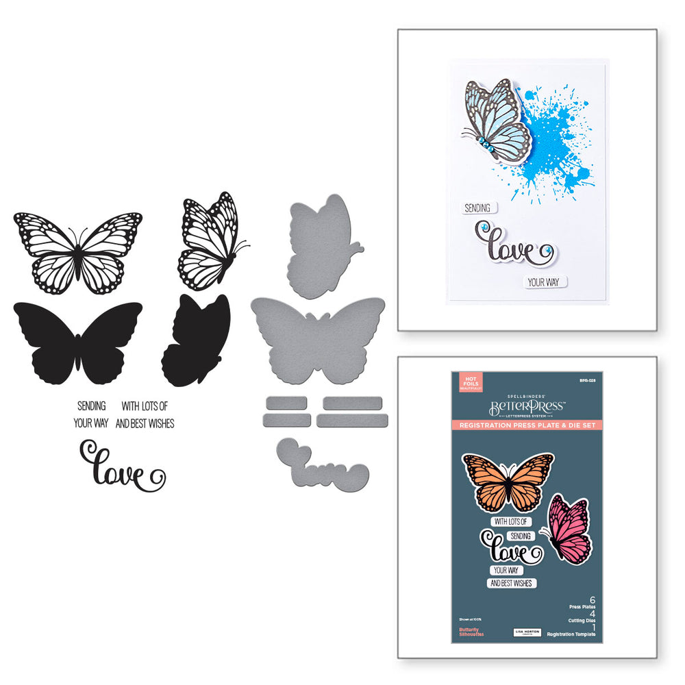 Butterfly Silhouettes Registration Press + Foil Plate & Die Set by Lisa Horton