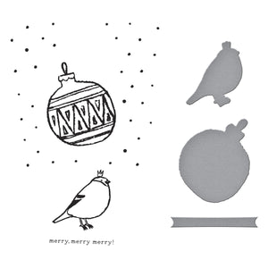 Merry, Merry, Merry Bird Registration Press + Foil Plate & Die Set by Dina Wakley