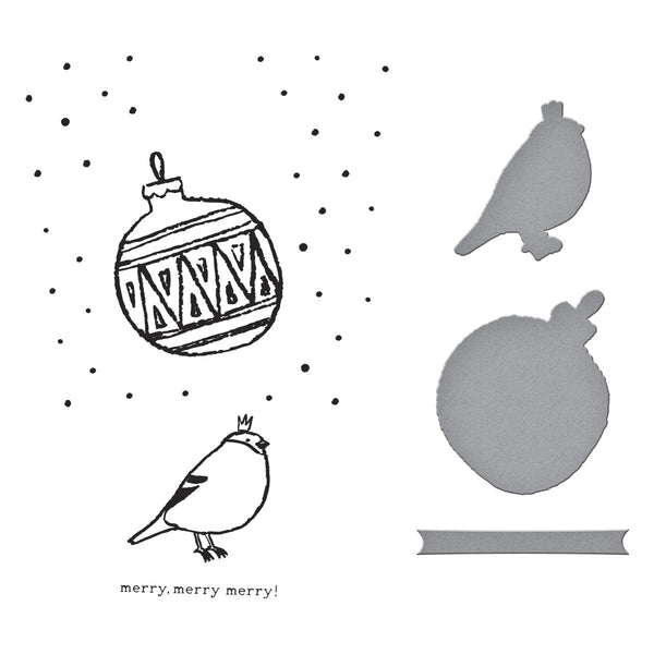 Merry, Merry, Merry Bird Registration Press + Foil Plate & Die Set by Dina Wakley