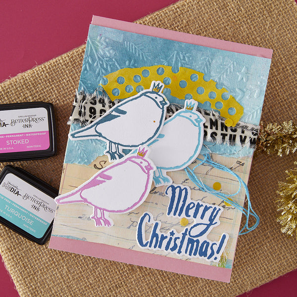 Merry, Merry, Merry Bird Registration Press + Foil Plate & Die Set by Dina Wakley