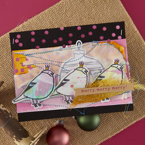Merry, Merry, Merry Bird Registration Press + Foil Plate & Die Set by Dina Wakley