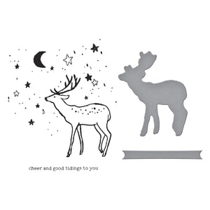 Cheer and Good Tidings Deer Registration Press + Foil Plate & Die Set by Dina Wakley