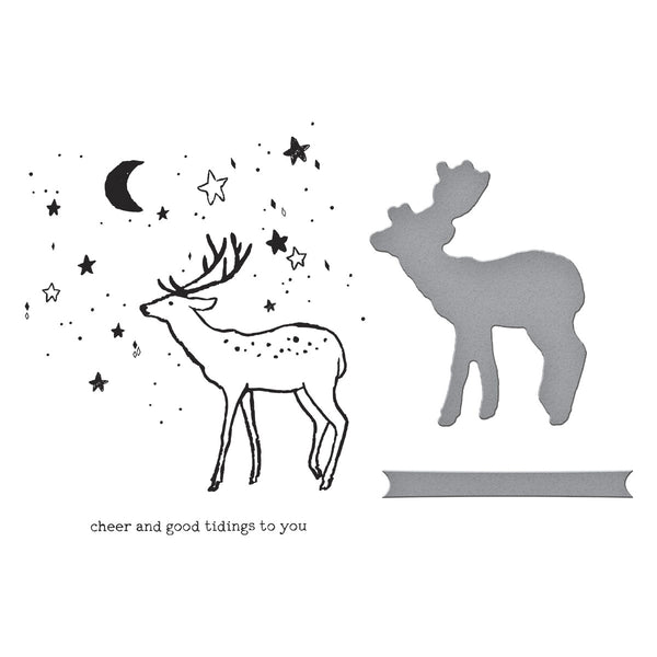 Cheer and Good Tidings Deer Registration Press + Foil Plate & Die Set by Dina Wakley