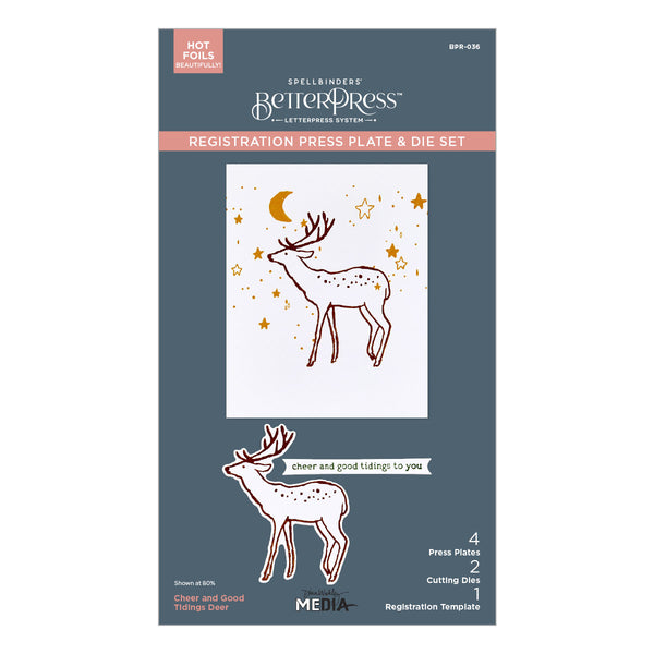 Cheer and Good Tidings Deer Registration Press + Foil Plate & Die Set by Dina Wakley