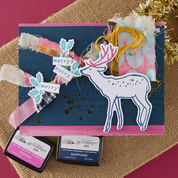 Cheer and Good Tidings Deer Registration Press + Foil Plate & Die Set by Dina Wakley