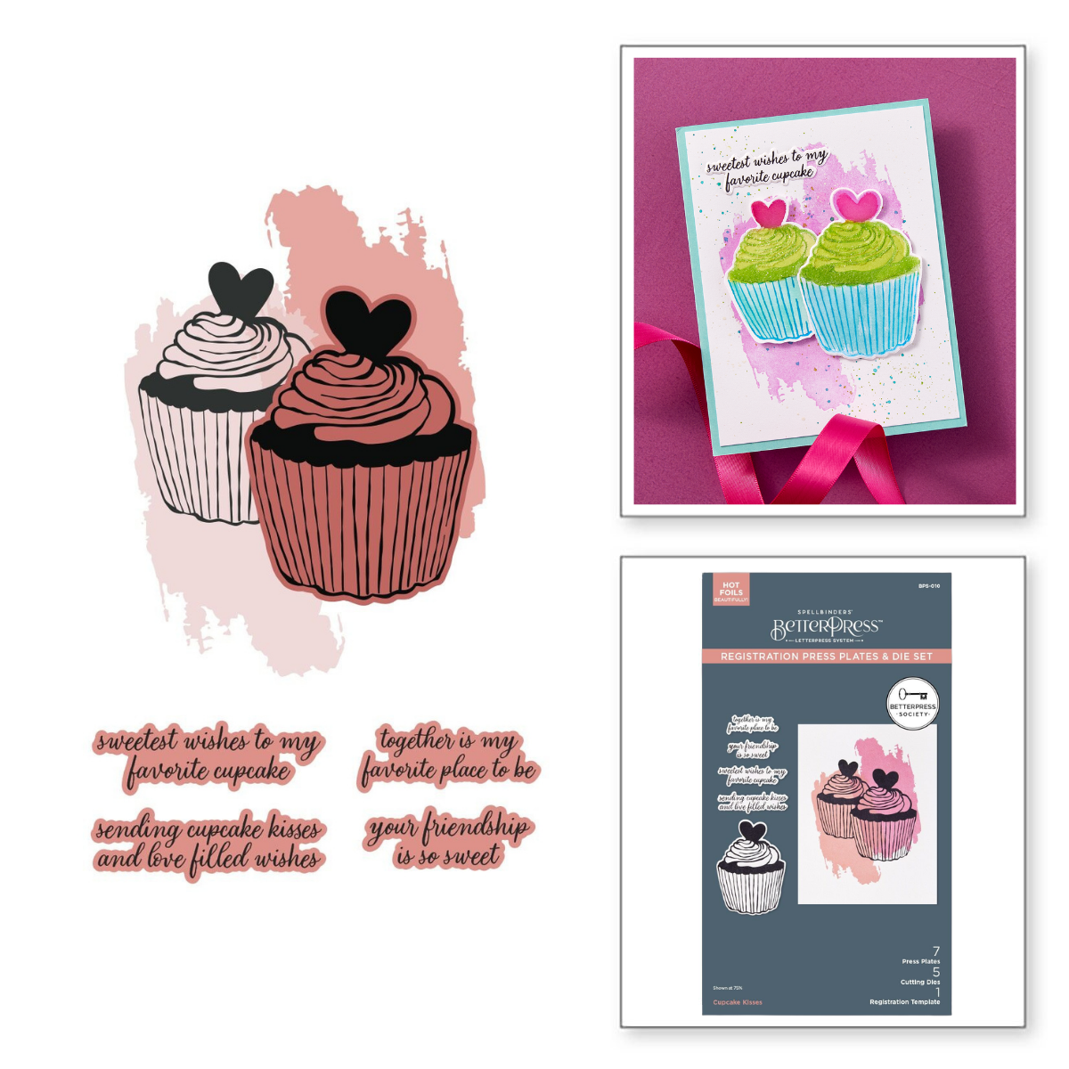 Cupcake Kisses BetterPress Plate & Die Set - BetterPress Society December 2024