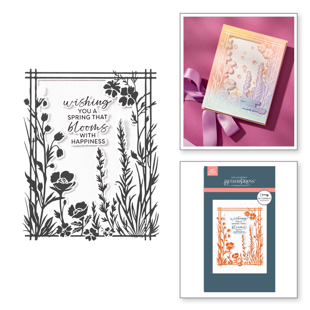 Bloom With Happiness Press Plate & Die Set - BetterPress Society February 2025