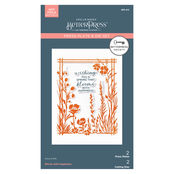 Bloom With Happiness Press Plate & Die Set - BetterPress Society February 2025
