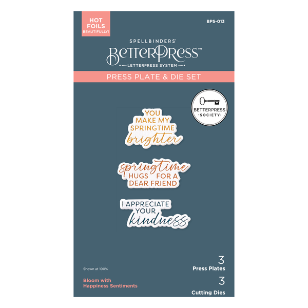 Bloom With Happiness Sentiments Press Plate & Die Set- BetterPress Society February 2025 Add-On