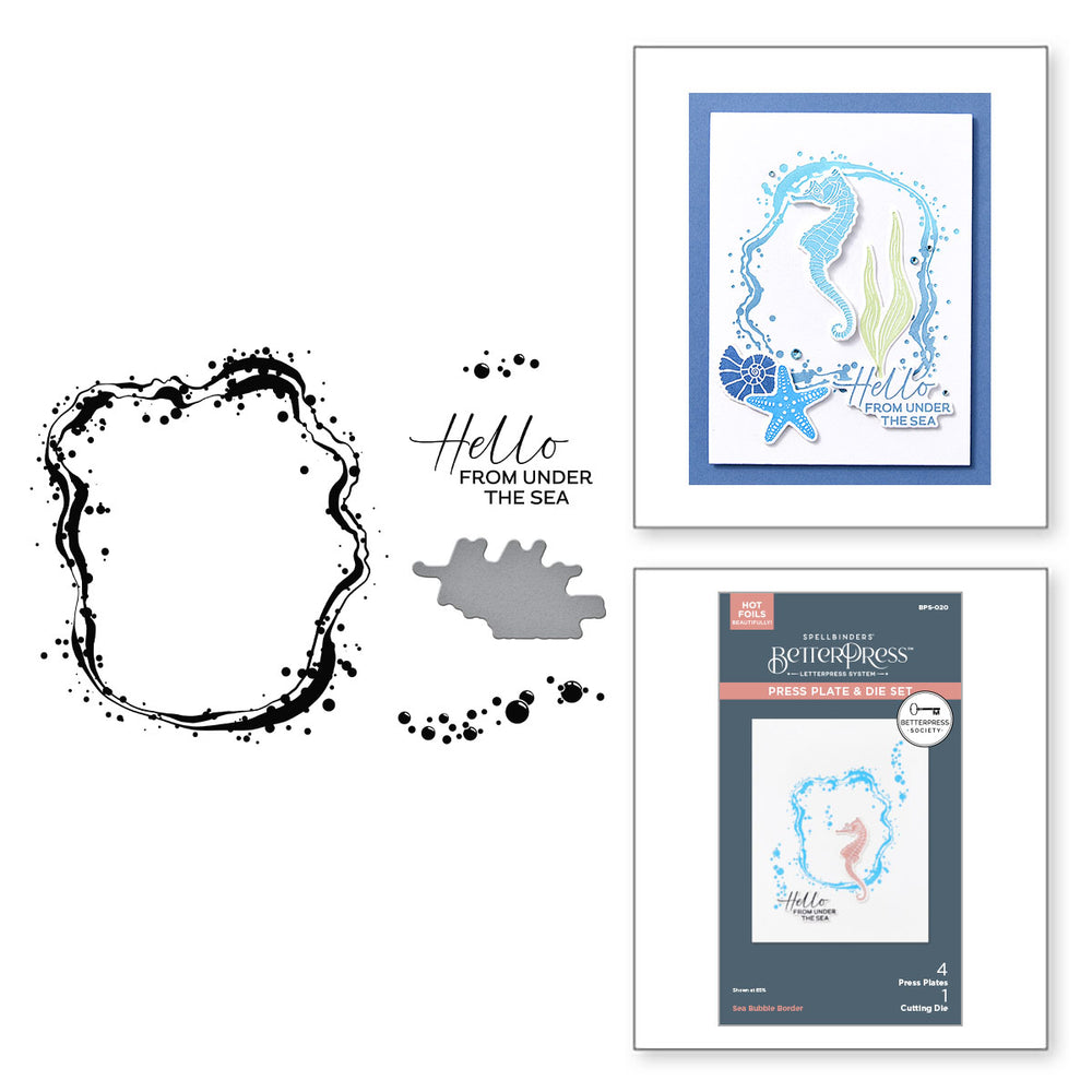 Sea Bubble Border Press Plate & Die Set - BetterPress Society June 2025 Add-On