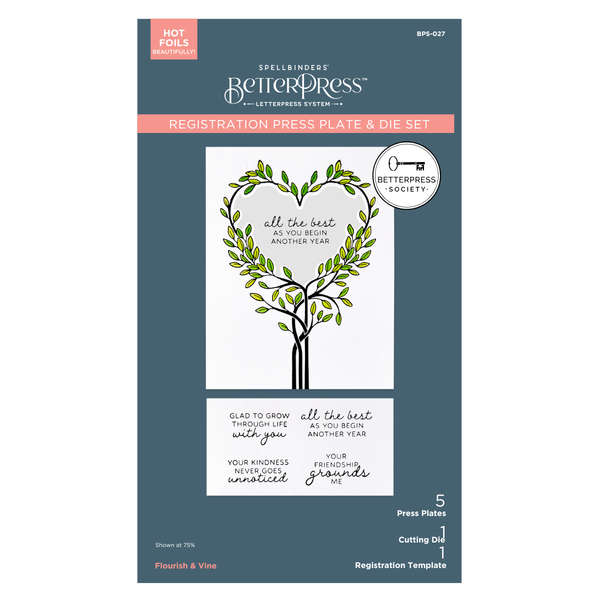Flourish & Vine Press Plate & Die Set + Free Gift Stencil - BetterPress Society December 2025