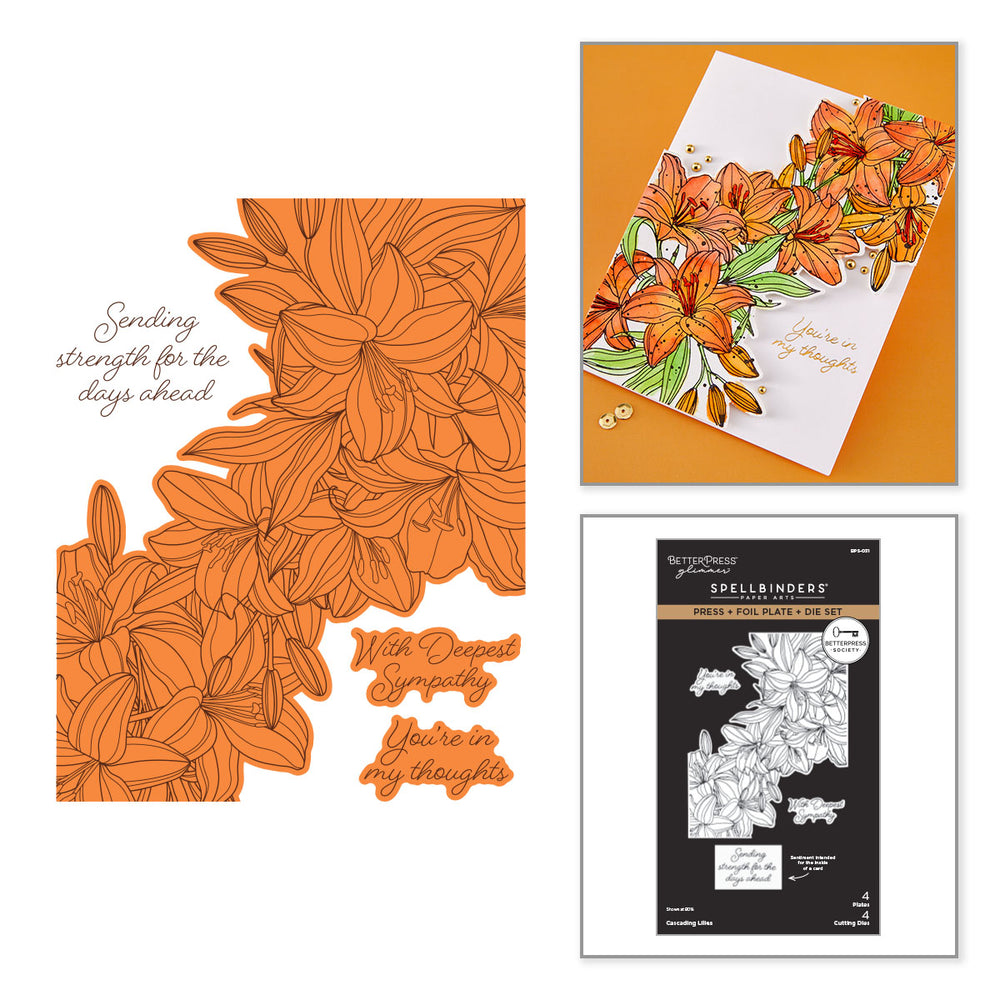 Cascading Lilies Press Plate & Die Set - BetterPress Society April 2026