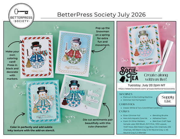 Snowman Wishes Press Plates + Free Gift Dies - BetterPress Society July 2026