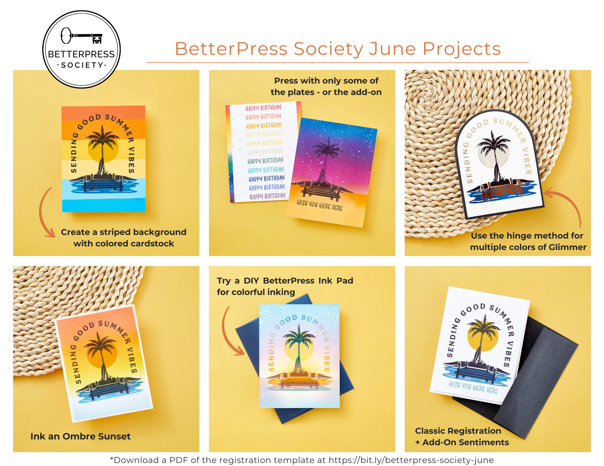 Summer Vibes Press Plates - BetterPress Society June 2024