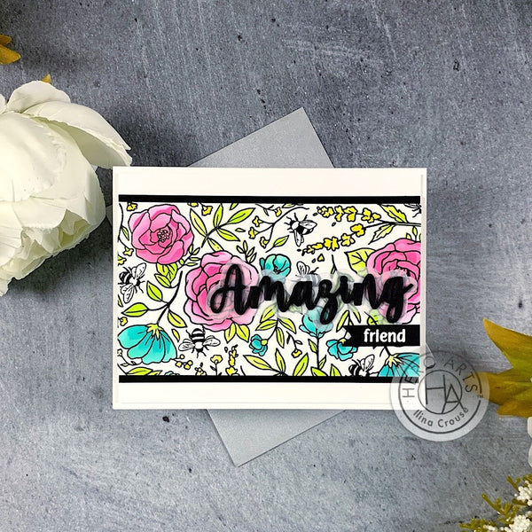 Hero Arts Flowers & Bees Bold Prints Cling Rubber Stamp