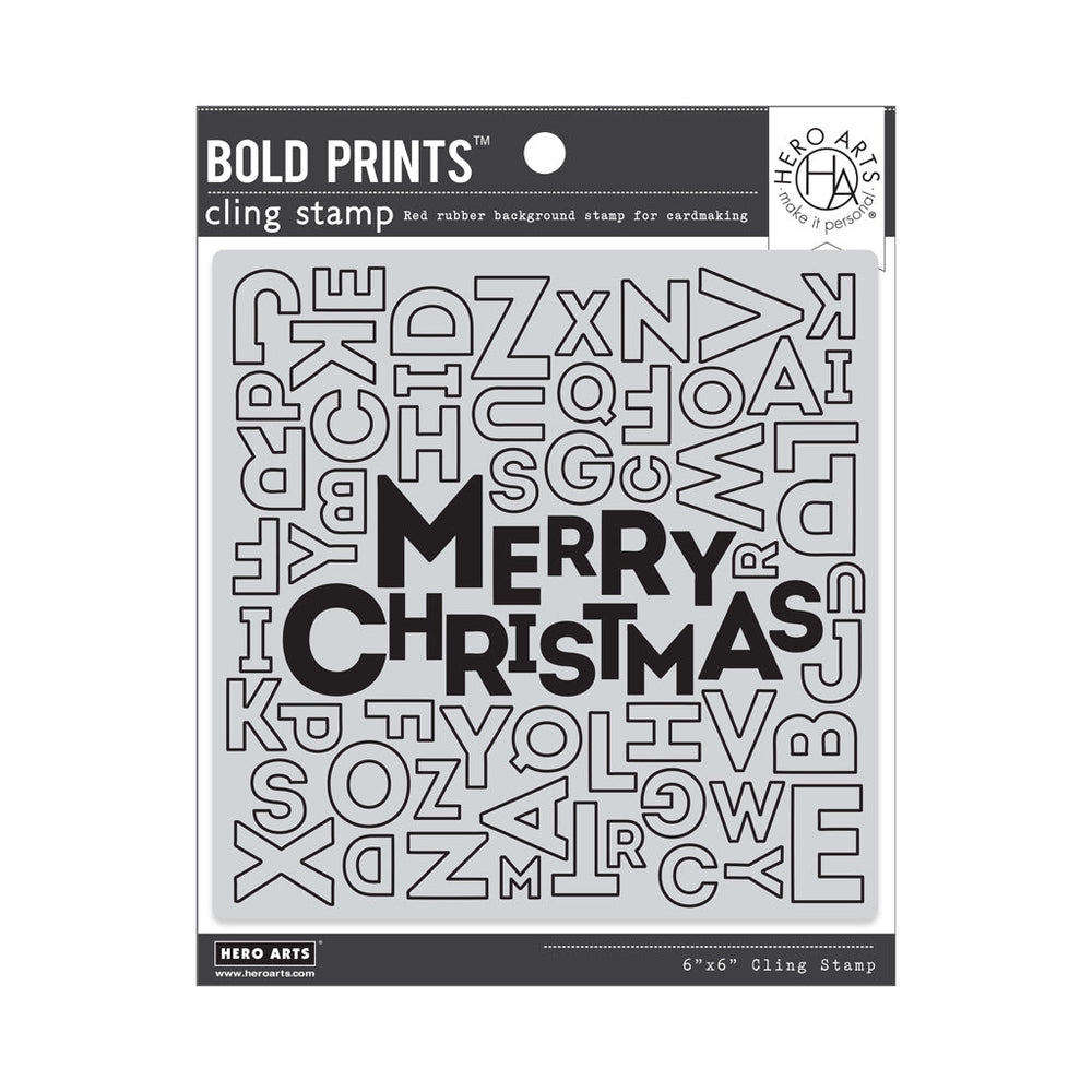 Hero Arts Merry Christmas Letter Bold Prints Cling Rubber Stamp