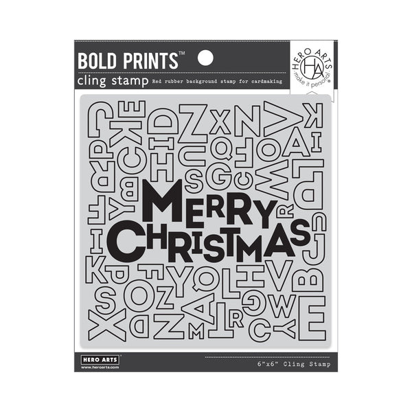 Hero Arts Merry Christmas Letter Bold Prints Cling Rubber Stamp