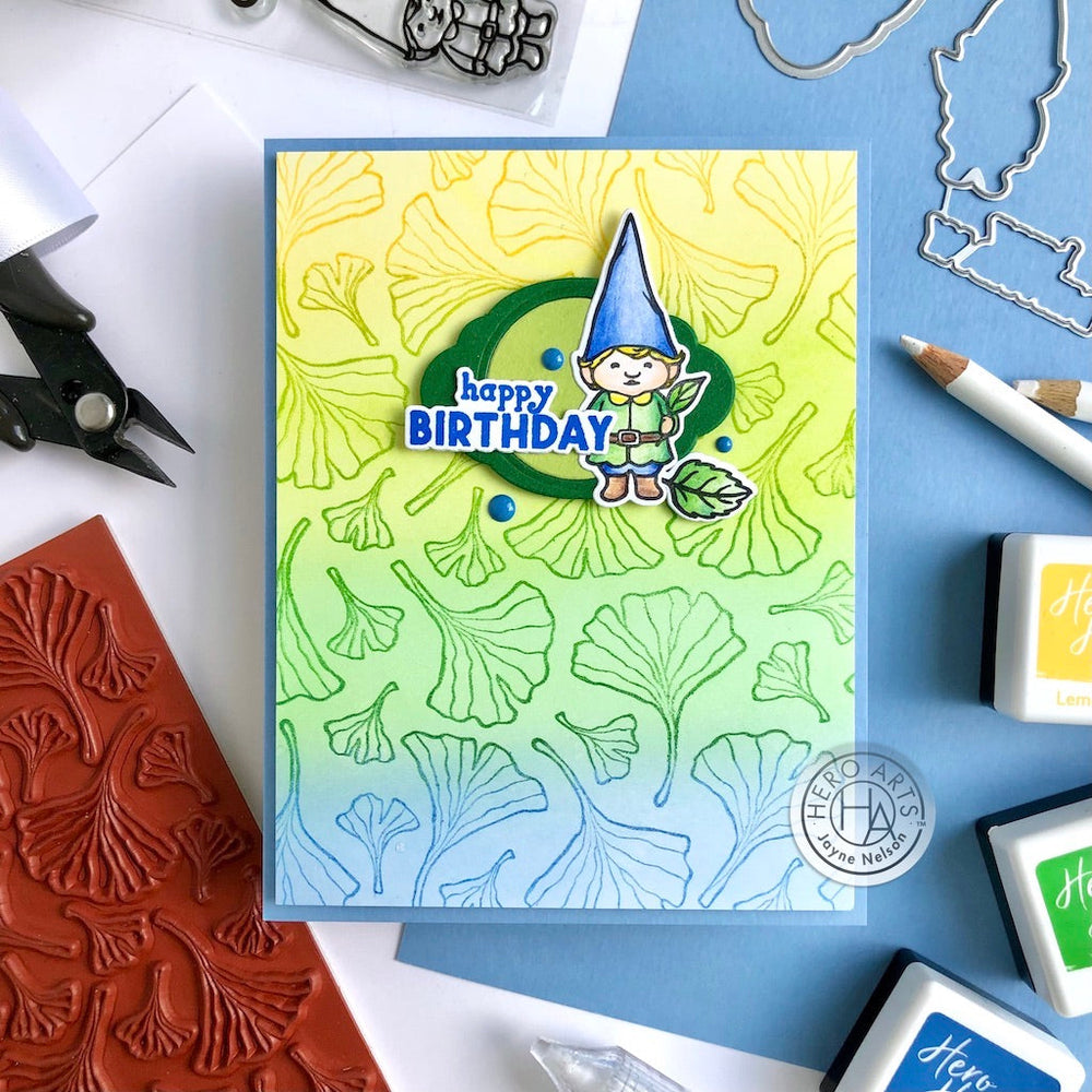 Hero Arts Ginkgo Leaves Pattern Bold Prints Cling Rubber Stamp