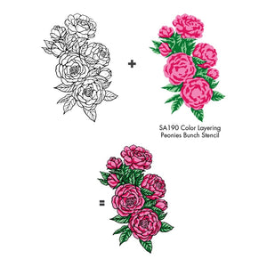 Hero Arts Color Layering Peonies Bunch Stencil