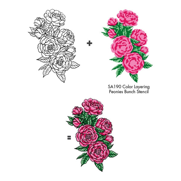 Hero Arts Color Layering Peonies Bunch Stencil