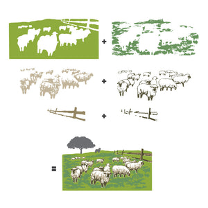 Hero Arts Sheep Herd HeroScape Stamps & Dies Bundle