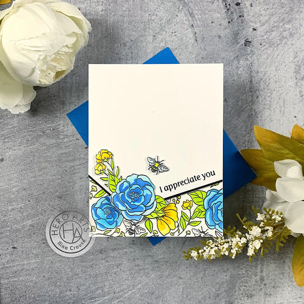 Hero Arts Flowers & Bees Bold Prints Cling Rubber Stamp