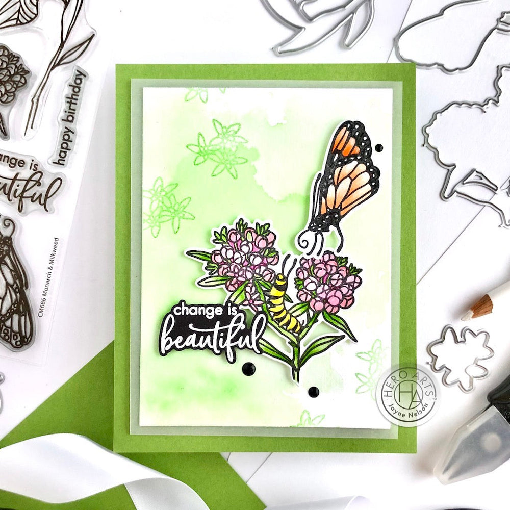 Hero Arts Monarch & Milkweed Clear Stamps