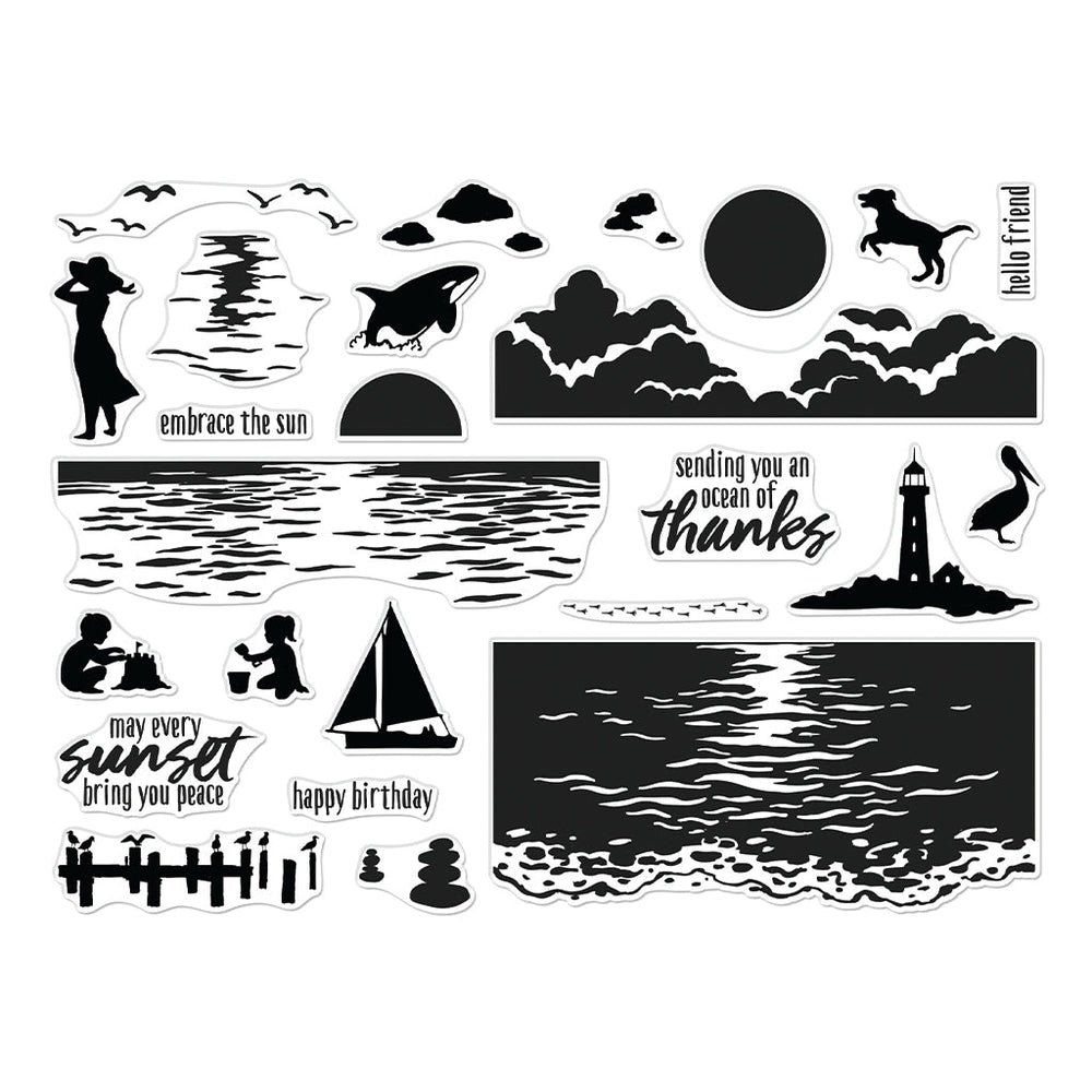 Hero Arts Color Layering Sunset Over Waves Clear Stamps