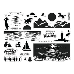 Hero Arts Color Layering Sunset Over Waves Clear Stamps