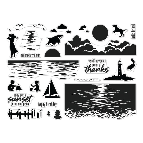 Hero Arts Color Layering Sunset Over Waves Clear Stamps
