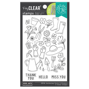 Hero Arts Gardening Tools & Flowers Clear Stamp Set