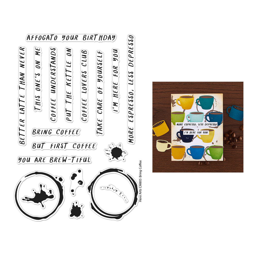 Hero Arts Bring Coffee Clear Stamp Set