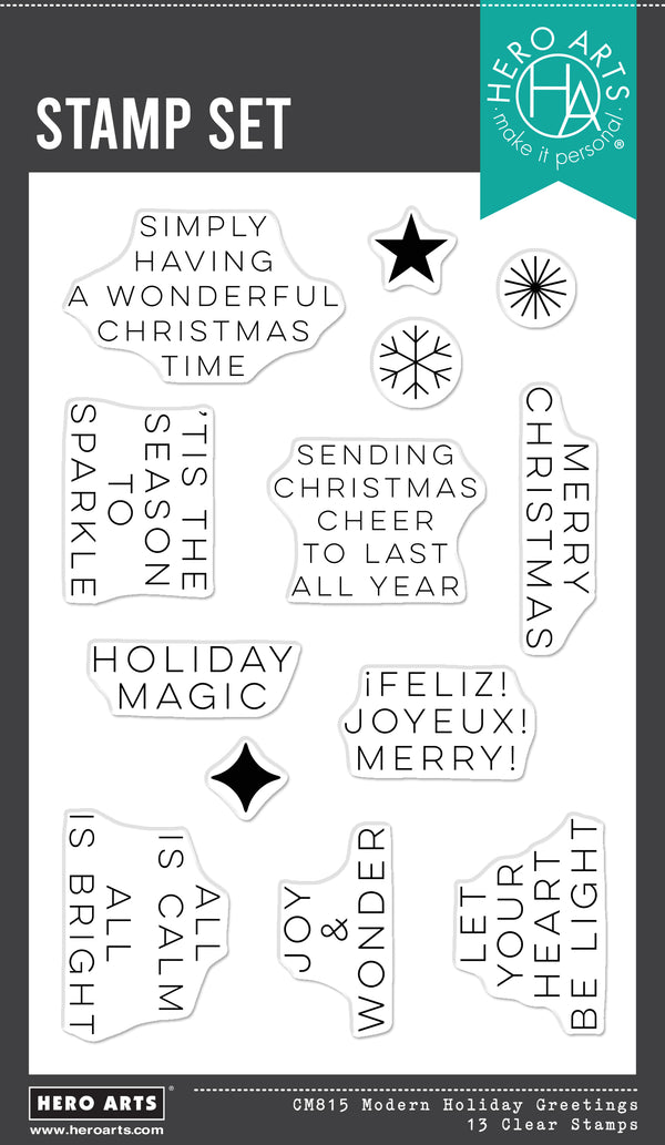 Hero Arts Modern Holiday Greetings Clear Stamp Set