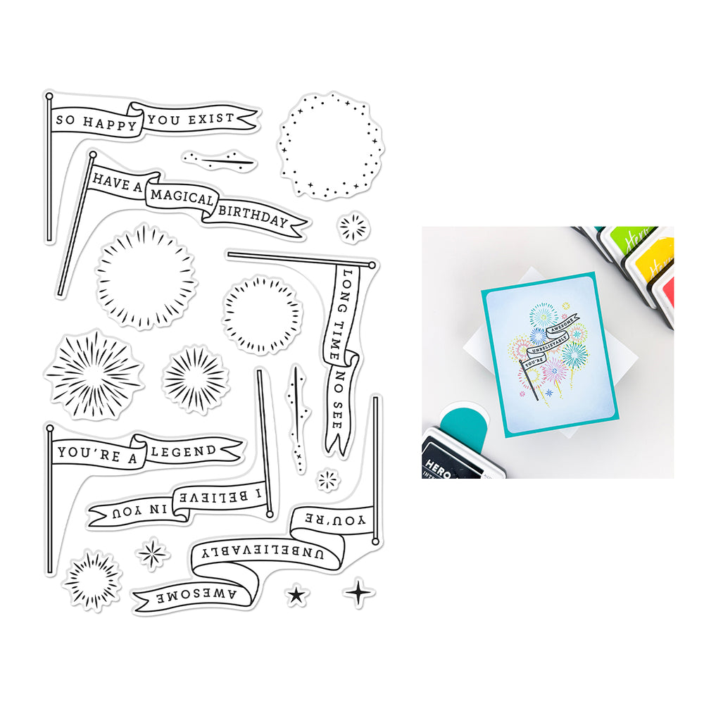 Hero Arts Unbelievably Awesome Banners Clear Stamp Set